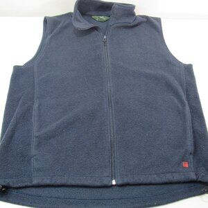Woolrich Vest Men's Lg Blue Fleece Full Zip Pockets Logo Casual Preppy Classic